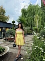 ATLAS KUMAŞ SARI ELBİSE