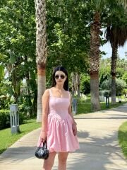 PEMBE KORSE DETAYLI BALON ELBİSE