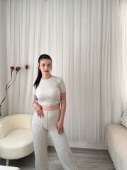 Taş Rengi Yandan Büzgülü İkili Takım